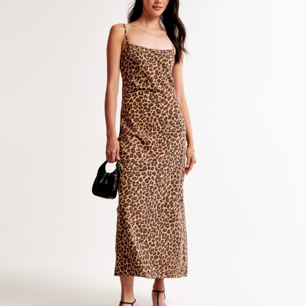 Abercrombie & Fitch Animal Print Slip Maxi Dress